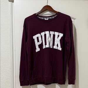 Victoria's Secret PINK Maroon Crewneck Sweatshirt with White Logo
